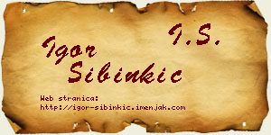 Igor Sibinkić vizit kartica